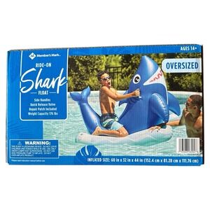 Member's Mark Oversized SHARK Ride-On‎ Pool Water Float New In Box